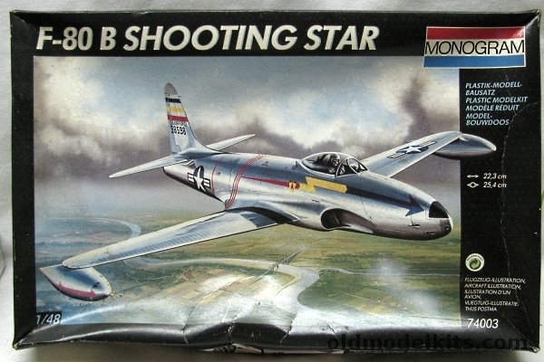 Monogram 1/48 Lockheed F-80B Shooting Star - USAF 36th Fighter Bomber Group Germany 1949 / 36th FBG 'Skyblazer' Germany 1949, 74003 plastic model kit
